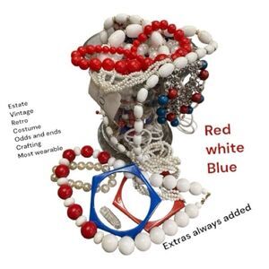 Estate Jewlery mystery vase Red, White, and Blue vintage , retro , no research